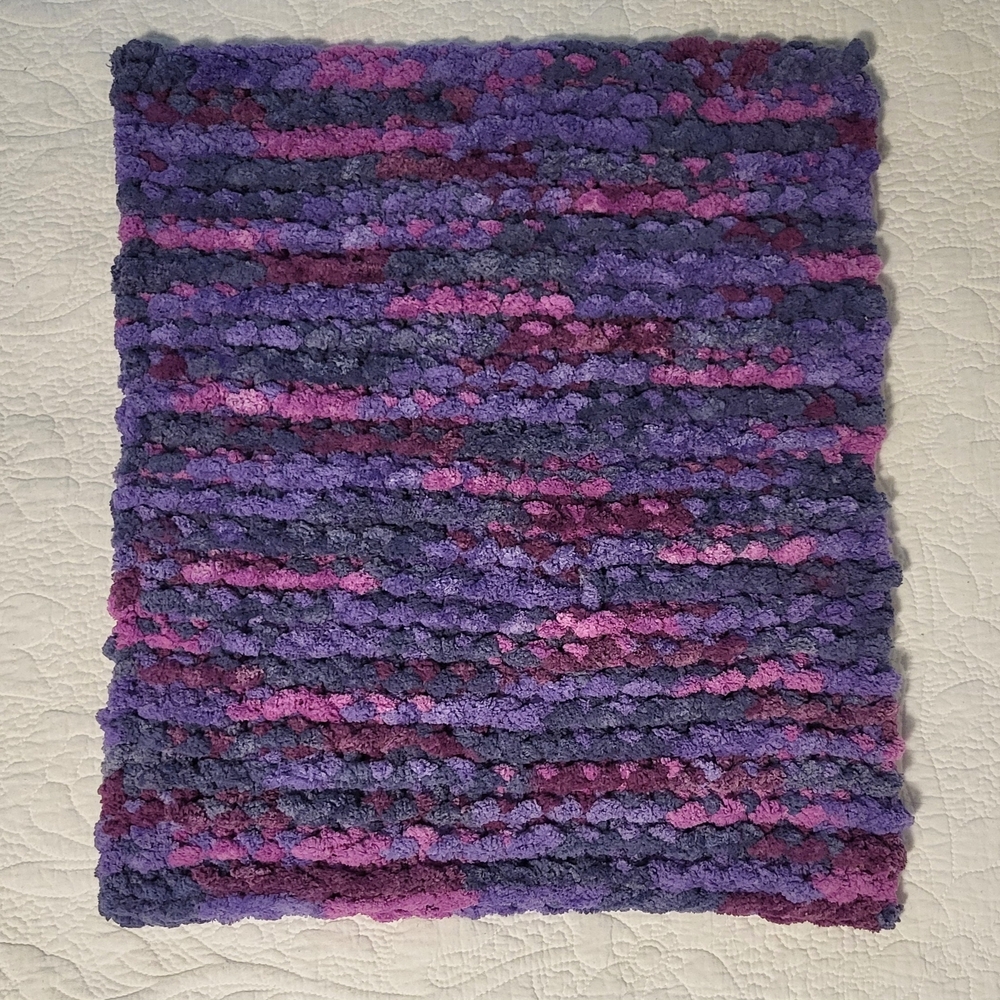 Hand Crafted Knit Pet Pad Purple and Pink Size Small 19 X 17 Inches